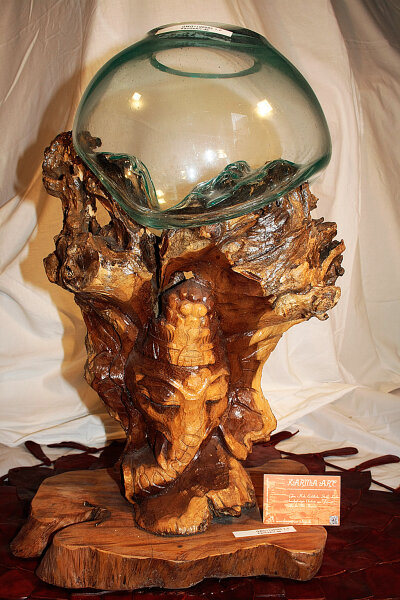 Ganesha Teakwurzel mit Glas