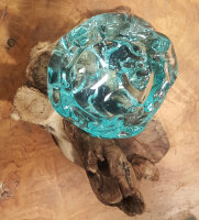 Teakwurzel mit Glas Aschenbecher/ Teelichthalter, ca.15cm