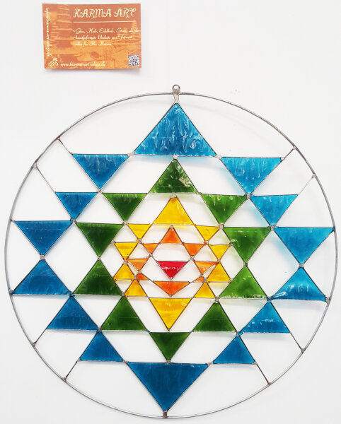 Fenster oder Wandschmuck - Sri Chakra, Fiberglas und Messingdraht, ca. 30cm