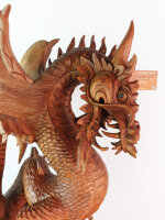 wunderschöne kämpfende Drachen aus Teakholz, ca. 50cm