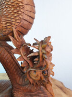 wunderschöne kämpfende Drachen aus Teakholz, ca. 50cm