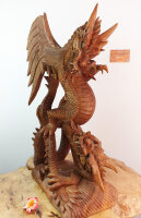 wunderschöne kämpfende Drachen aus Teakholz, ca. 50cm