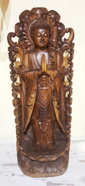 Exklusive Handgefertigte Buddha-Statue – 1,20 m, Einzelstück aus edlem Holz