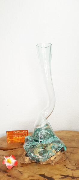 Teakwurzel mit Glasvase, ca. 30cm