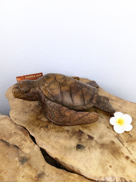 Handgefertigte Holz-Wasserschildkröte – ca. 25 cm, Unikat