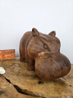 Handgefertigtes Holz-Nilpferd – ca. 30 cm, Unikat