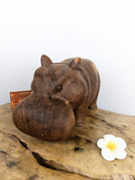 Handgefertigtes Holz-Nilpferd – ca. 30 cm, Unikat