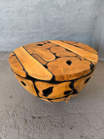 Couchtisch aus Massivholz rund natur/schwarz 80x80x45cm