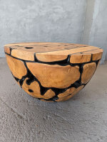 Couchtisch aus Massivholz rund natur/schwarz 80x80x45cm