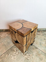 Säule/ Hocker Wurzelplatten natur/schwarz