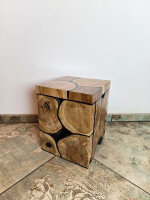 Säule/ Hocker Wurzelplatten natur/schwarz