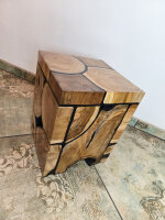 Säule/ Hocker Wurzelplatten natur/schwarz