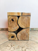 Säule/ Hocker Wurzelplatten natur/schwarz