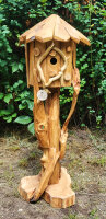 Vogelhaus aus Massivholz mit Dach zum öffnen