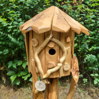 Vogelhaus aus Massivholz mit Dach zum öffnen