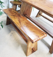 Esstischset Massivholz (1 Tisch/2 Bänke/2 Hocker)