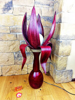 Stehlampe aus Palmenblättern rot