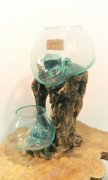 Teakwurzel mit  2 Gläsern, ca. 35 cm