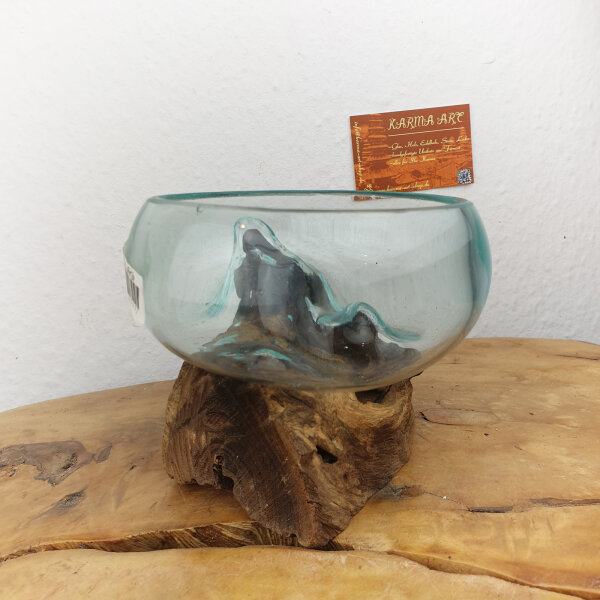 Wurzel mit Glasschale, ca. 14cm