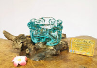 Teakwurzel mit Glas Aschenbecher/ Teelichthalter, ca.15cm