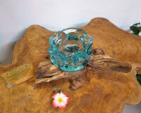 Teakwurzel mit Glas Aschenbecher/ Teelichthalter, ca.15cm