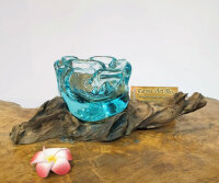 Teakwurzel mit Glas Aschenbecher/ Teelichthalter, ca.15cm