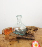 Blumenvase Glas bauchig auf Teakwurzel, ca. 25cm
