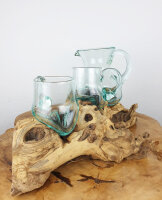 Teakwurzel mit Glaskanne und 2 Gläser