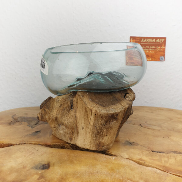 Wurzel mit Glasschale, ca. 14cm