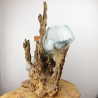 Teakwurzel mit  3 Gläsern, ca. 50 cm