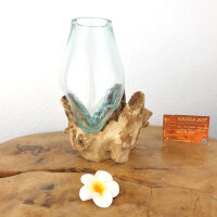 Blumenvase auf Teakwurzel, ca. 25cm