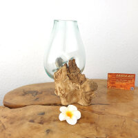 Blumenvase auf Teakwurzel, ca. 25cm