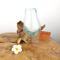 Blumenvase auf Teakwurzel, ca. 25cm