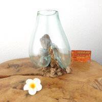 Blumenvase auf Teakwurzel, ca. 25cm