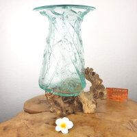 Blumenvase mit Muster auf Teakwurzel, ca. 40cm