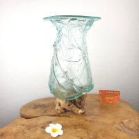 Blumenvase mit Muster auf Teakwurzel, ca. 40cm