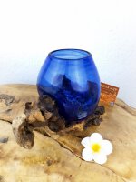 blaues Glas auf Wurzel ca. 15cm