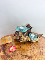 3 Teelichthalter auf Naturholz