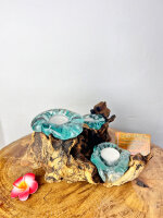 3 Teelichthalter auf Naturholz