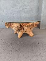 Couchtisch rund aus Massivholz mit Glasplatte ca.100x100x40cm