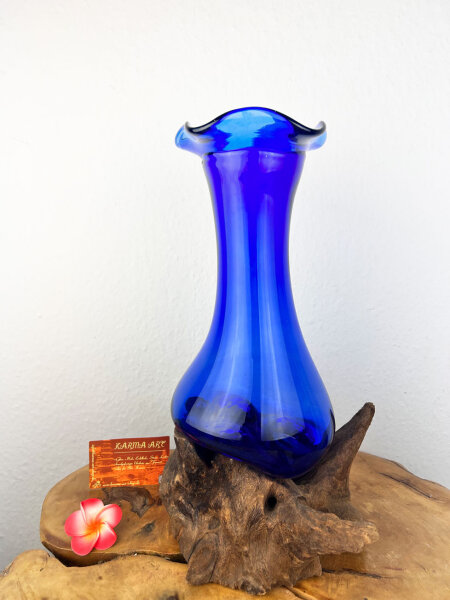 Vase abstract mit blauem Glas