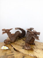 Handgearbeiteter Holzdrache auf vier Füßen -...
